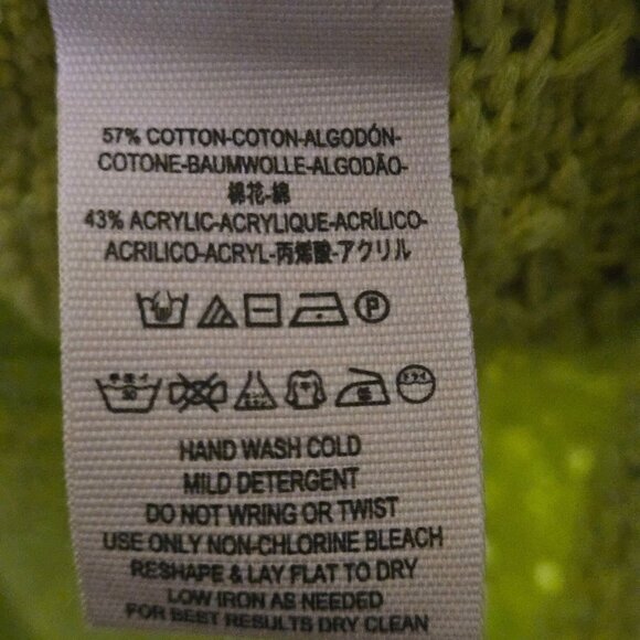 Free People Hot Tropics V-neck Open Knit Tunic Sweater Limelight Combo Size M - Picture 12 of 13